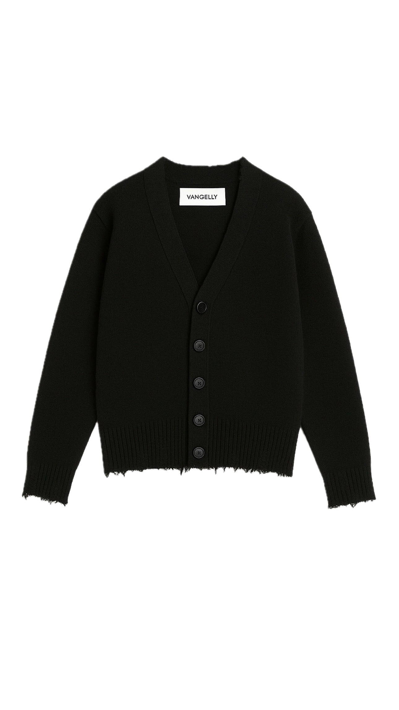 Distressed Hem Knit Cardigan – Hot Black