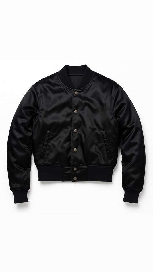 Black satin bomber jacket